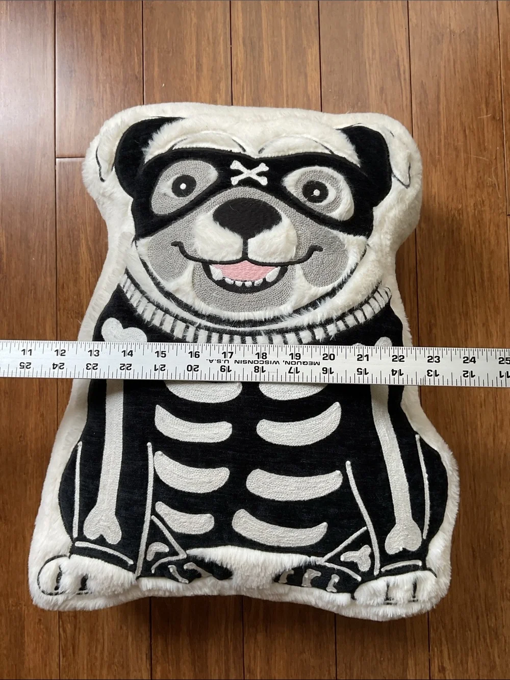 Halloween Skeleton Pug Dog Costume Throw Pillow
